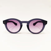 Sunglasses with purple lenses and dark blue frame
