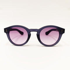 Sunglasses with purple lenses and dark blue frame