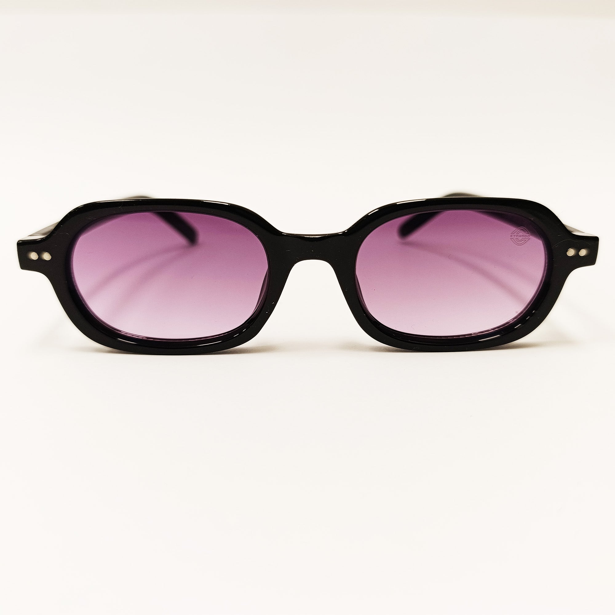 Black sunglasses with pink lenses