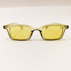 Yellow sunglasses with a clear frame