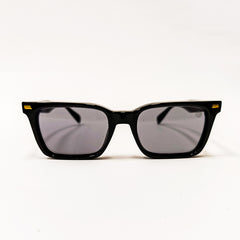 Black sunglasses with reflective lenses 