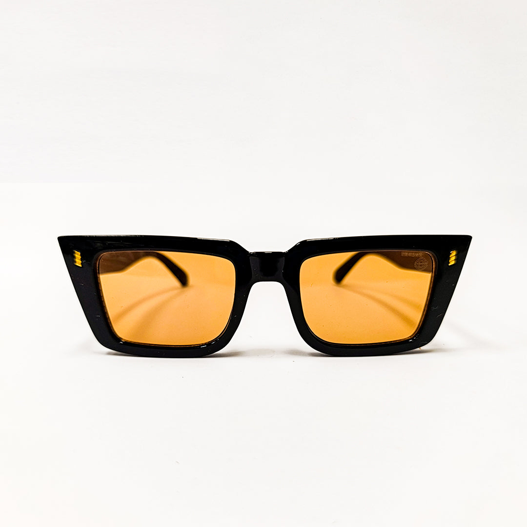 Black sunglasses with orange lenses