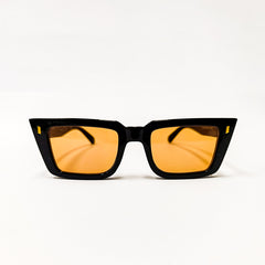 Black sunglasses with orange lenses